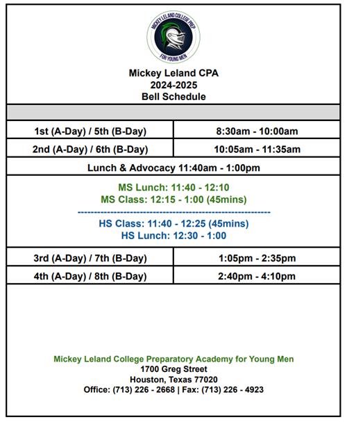 Bell Schedule
